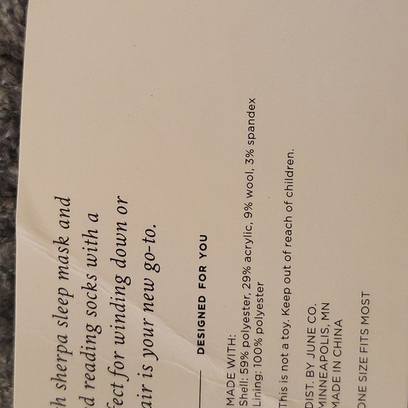 Gray and Cream Socks + Sleep Mask Set - Picture 2 of 3